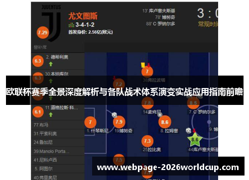 欧联杯赛季全景深度解析与各队战术体系演变实战应用指南前瞻